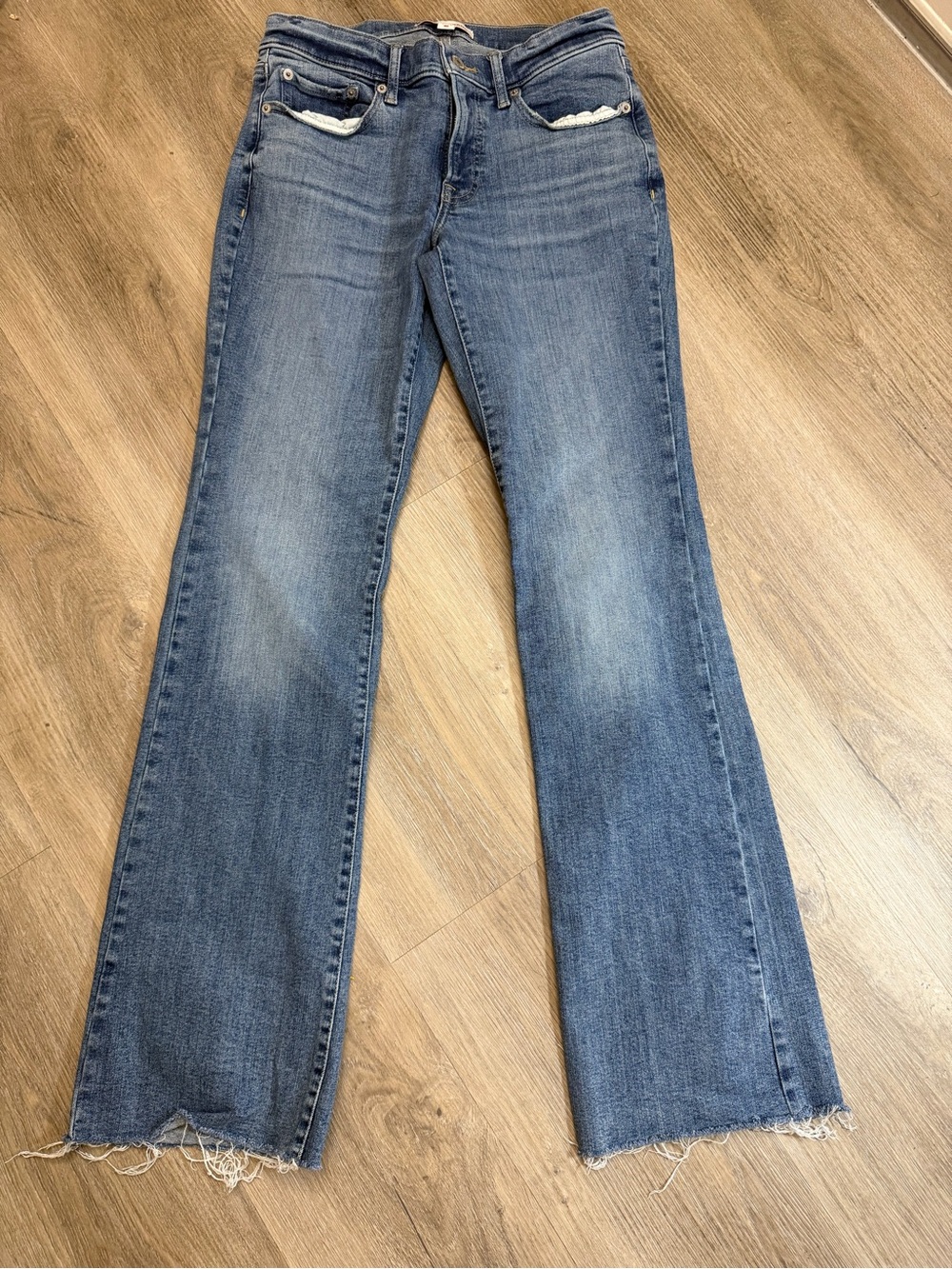 Lucky Brand Straight Raw Hem Jeans Women’s 4/27 R Medium Wash 011